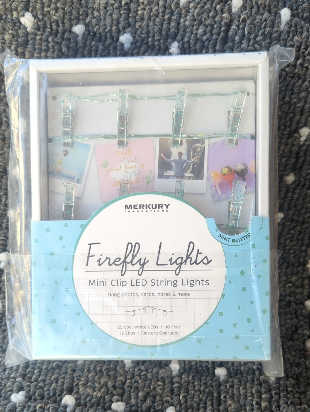 Merkury Firefly Lights Mini Clip LED String Lights - Mint Glitter
